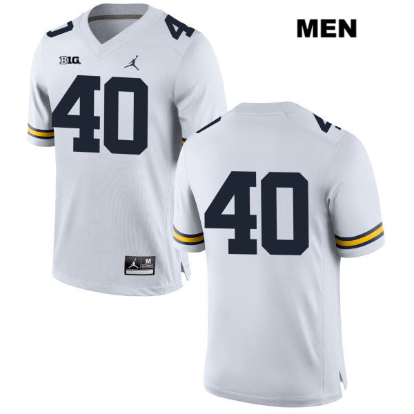 Men's NCAA Michigan Wolverines Ben VanSumeren #40 No Name White Jordan Brand Authentic Stitched Football College Jersey BR25P56SL